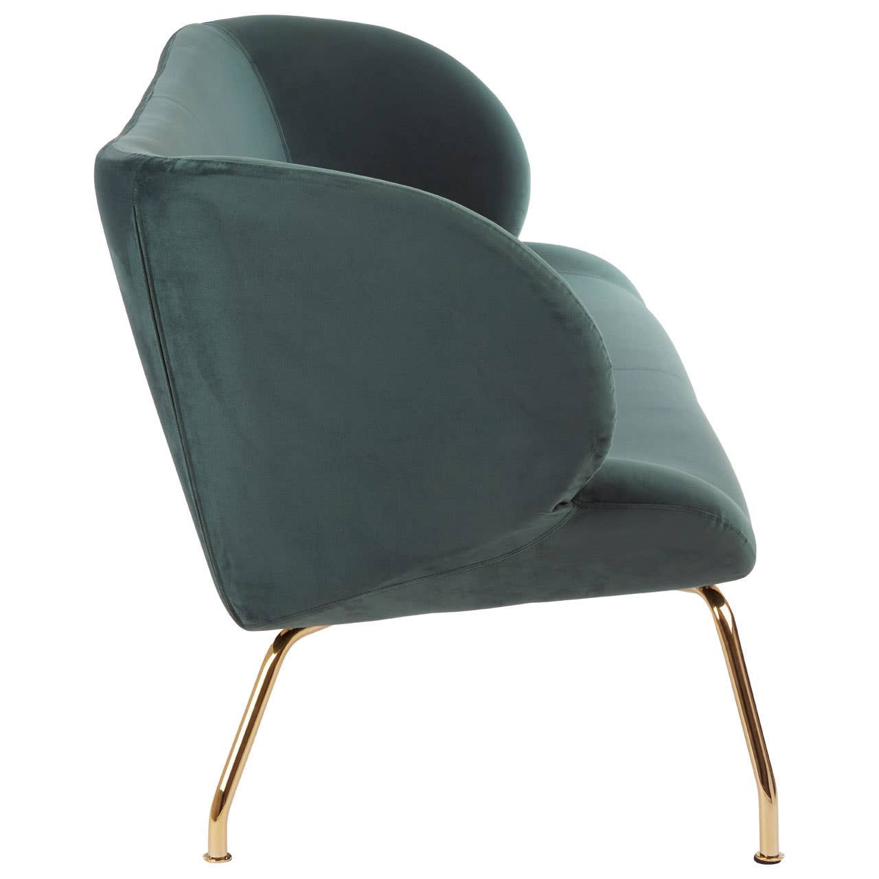Kolding Two-Seat Sofa – Dark Green Fabric & Gold Legs