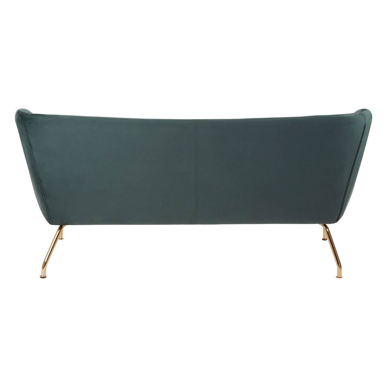 Kolding Two-Seat Sofa – Dark Green Fabric & Gold Legs