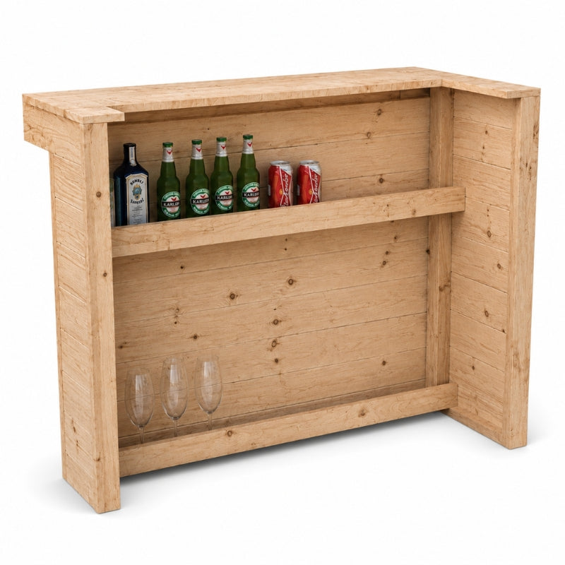 L-Shape Rustic Wooden Garden Bar