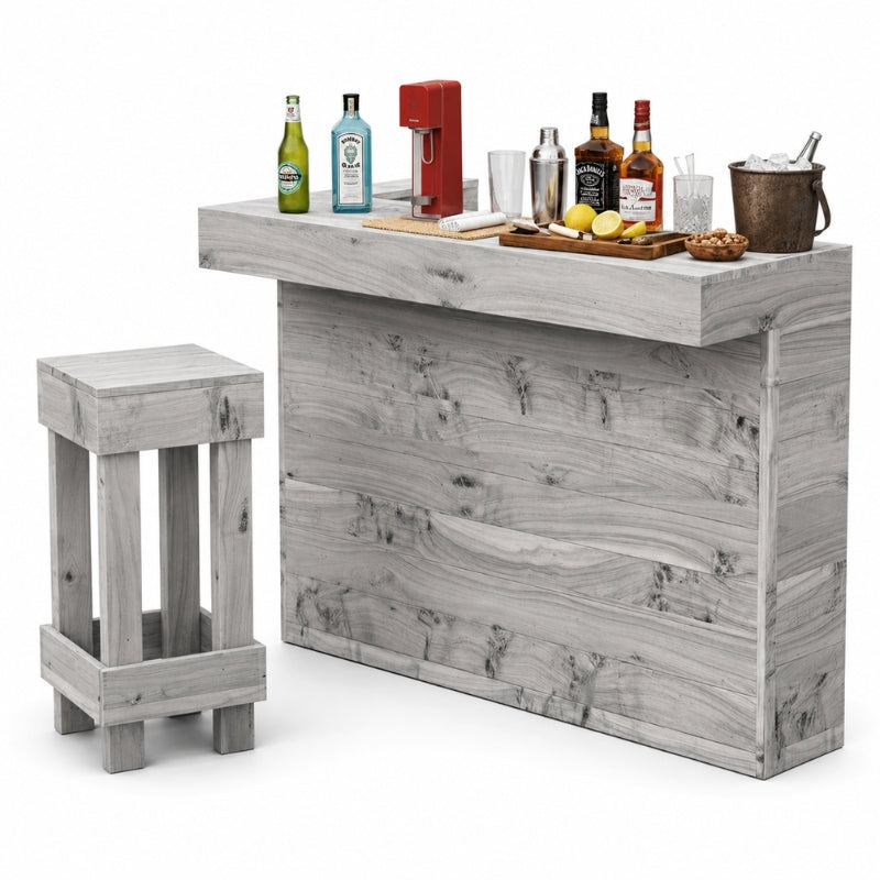 L-Shape Rustic Wooden Garden Bar