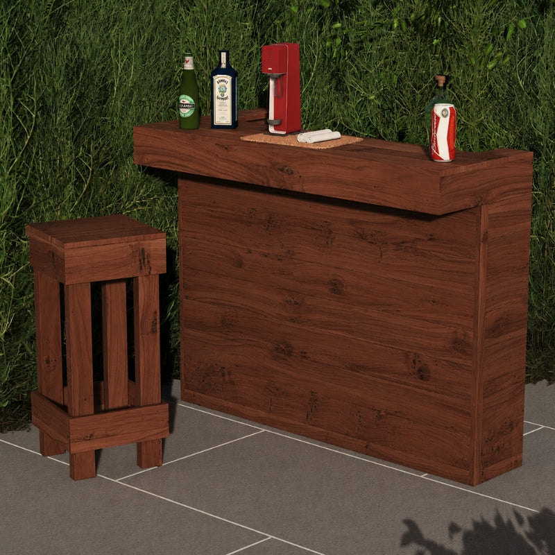 L-Shape Rustic Wooden Garden Bar