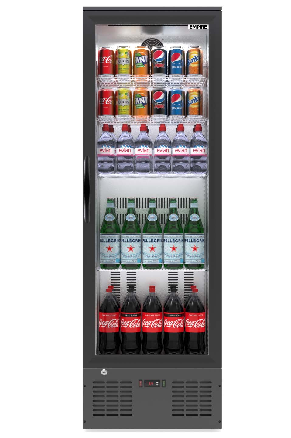 Empire Single Door Upright Back Bar Bottle Cooler – 295L Commercial Display Fridge