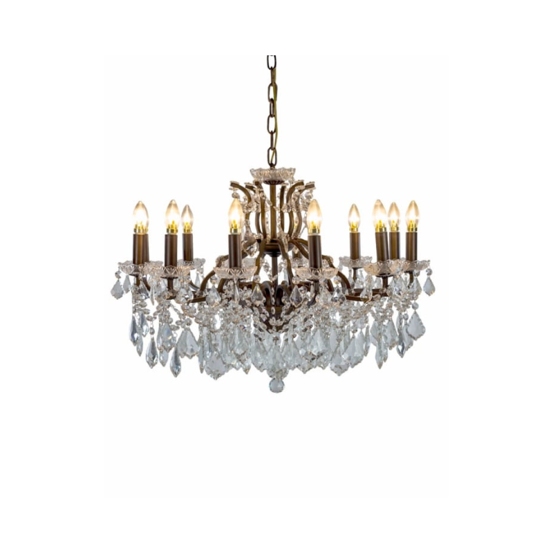 Large 12 Branch Bronze Shallow Chandelier