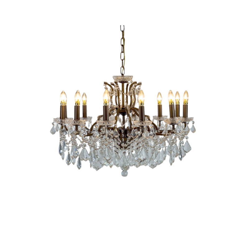 Large 12 Branch Bronze Shallow Chandelier