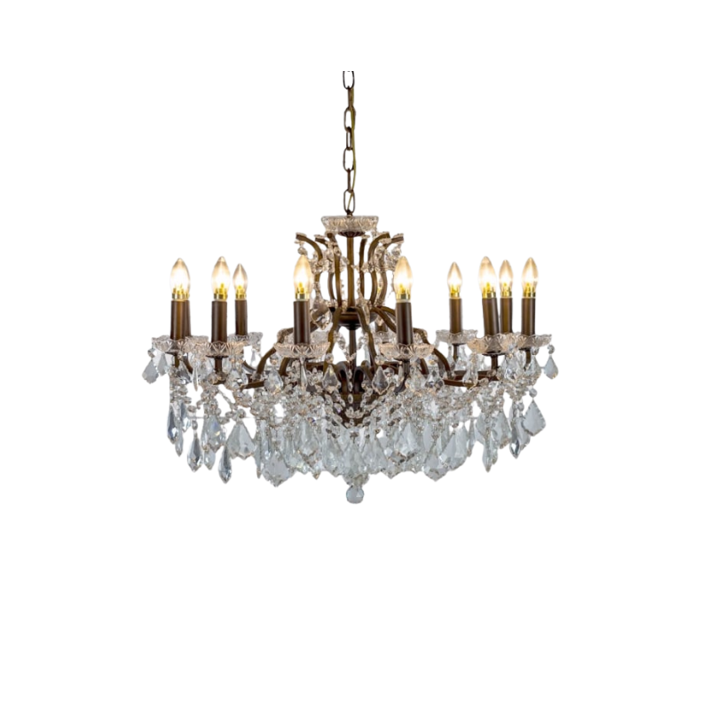 Large 12 Branch Bronze Shallow Chandelier