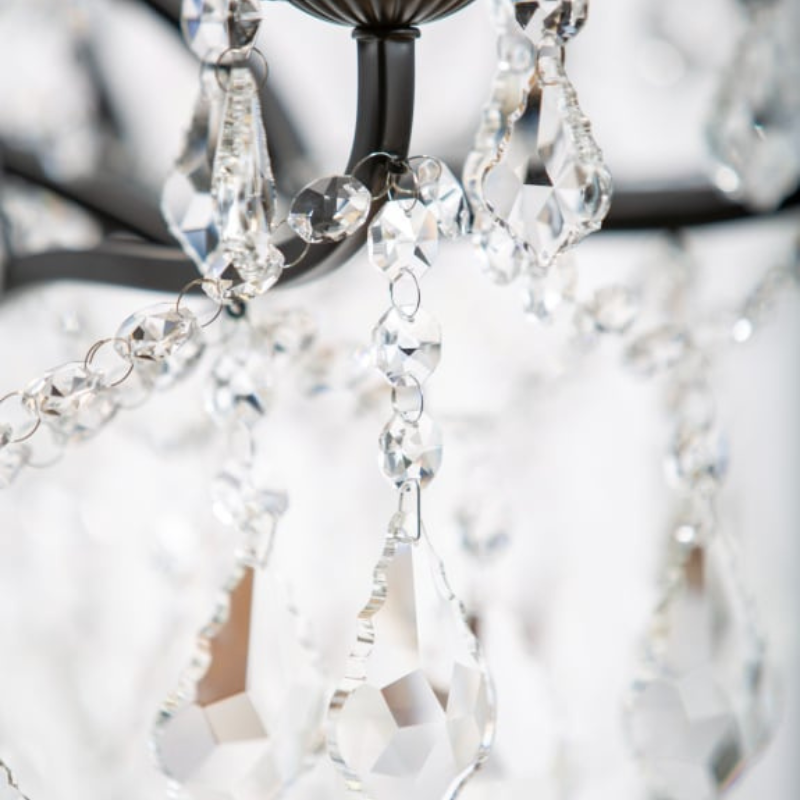 Large 12 Branch Matt Black Shallow Chandelier