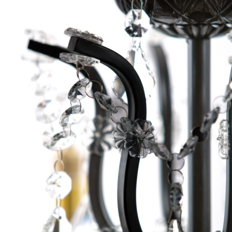 Large 12 Branch Matt Black Shallow Chandelier