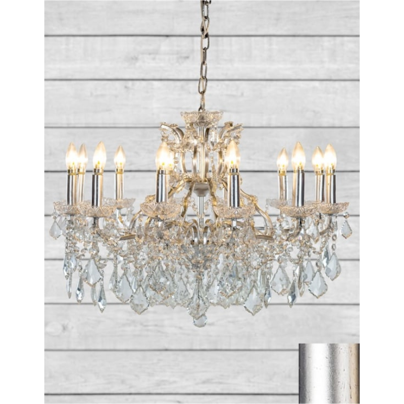 Large 12 Branch Silver Leaf Shallow Chandelier