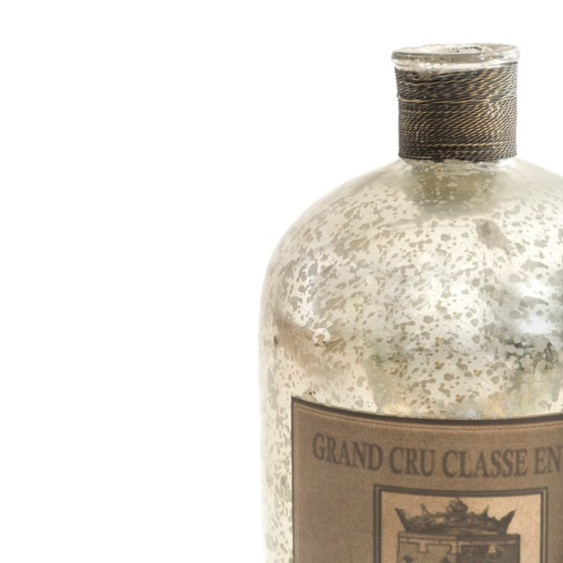 Large Antique Silver Glass Bottle / Vase