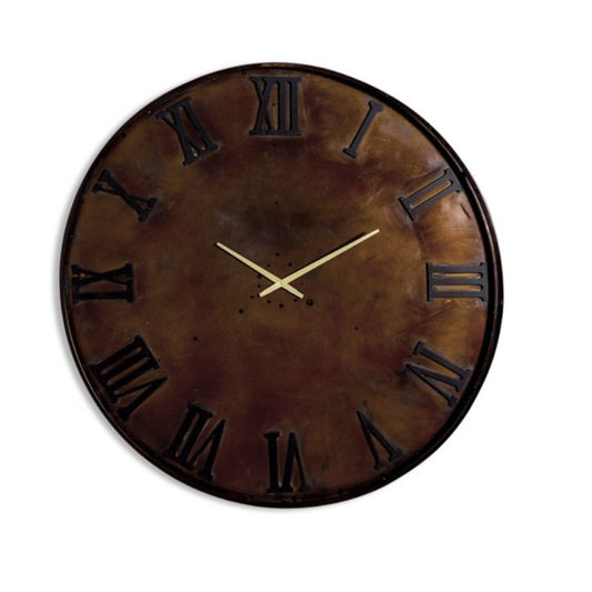Large Antiqued Iron Industrial Wall Clock