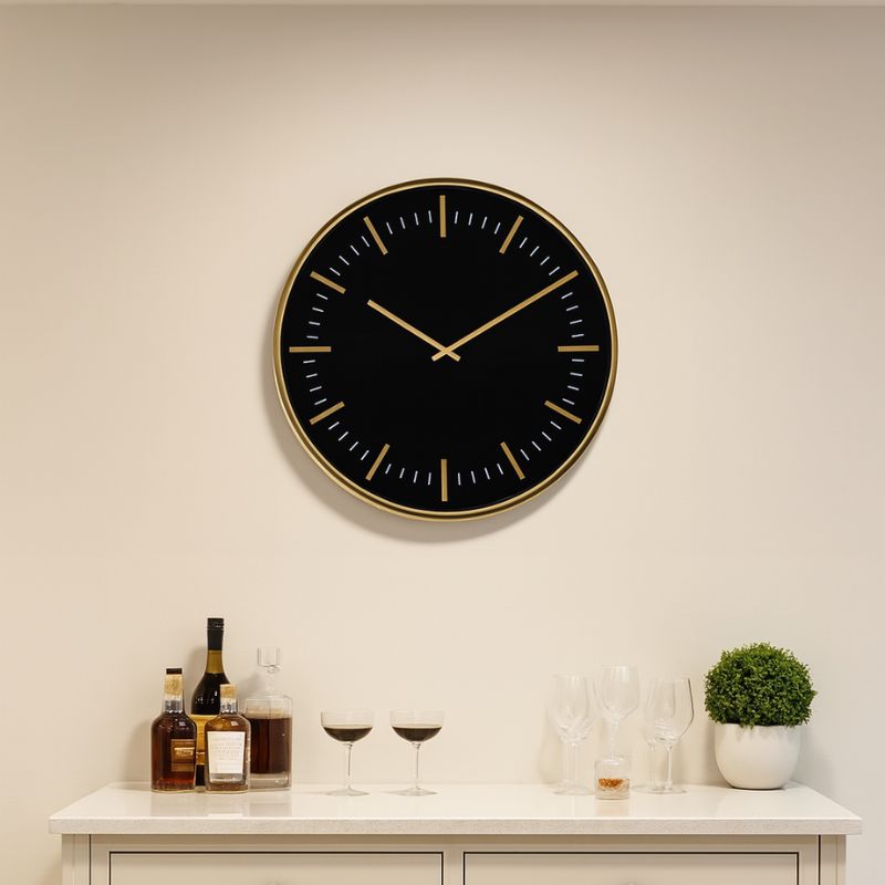 Large Black & Gold Classic Wall Clock