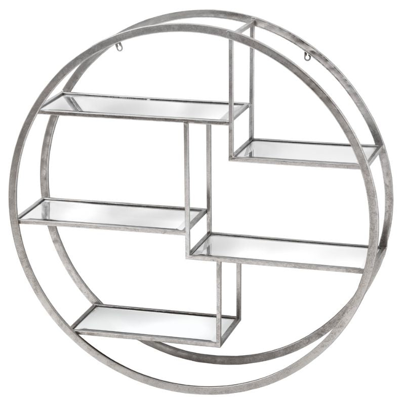 Large Circular Silver Wall Hanging Multi Shelf