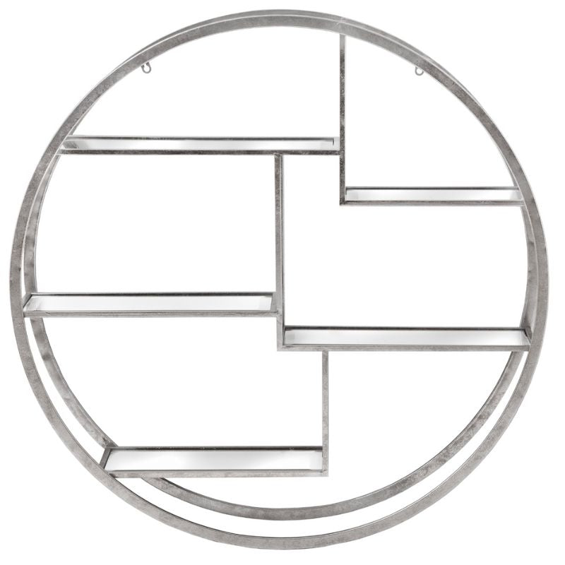 Large Circular Silver Wall Hanging Multi Shelf