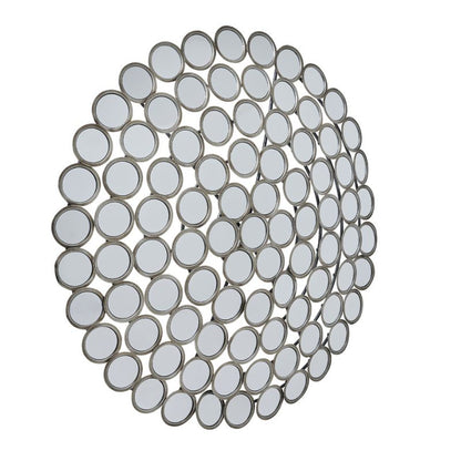 Large Round Convex Antiqued Silver Multi Mirror