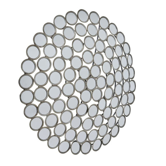Large Round Convex Antiqued Silver Multi Mirror