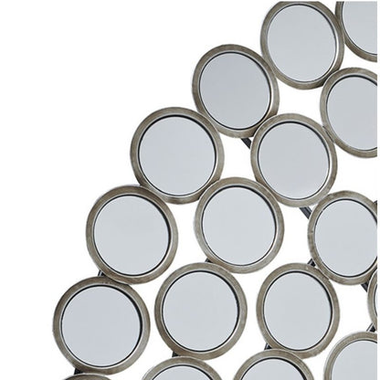 Large Round Convex Antiqued Silver Multi Mirror