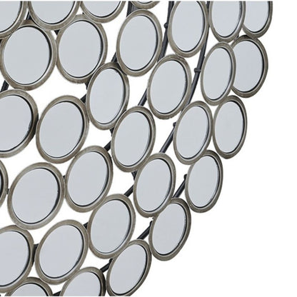 Large Round Convex Antiqued Silver Multi Mirror