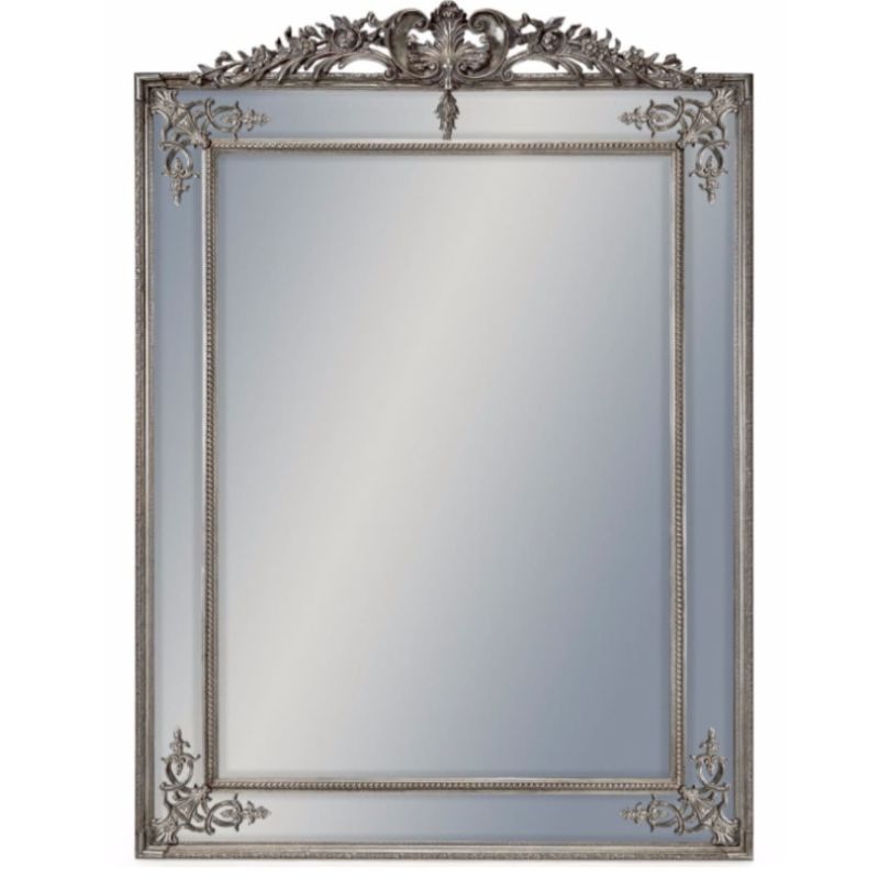 Large Silver French Mirror with Crest