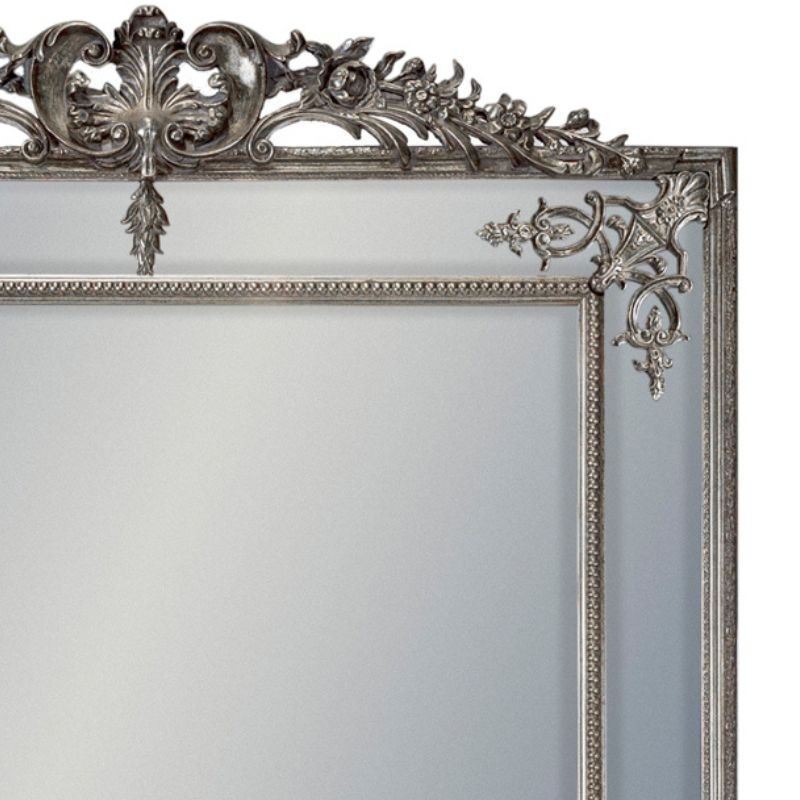 Large Silver French Mirror with Crest