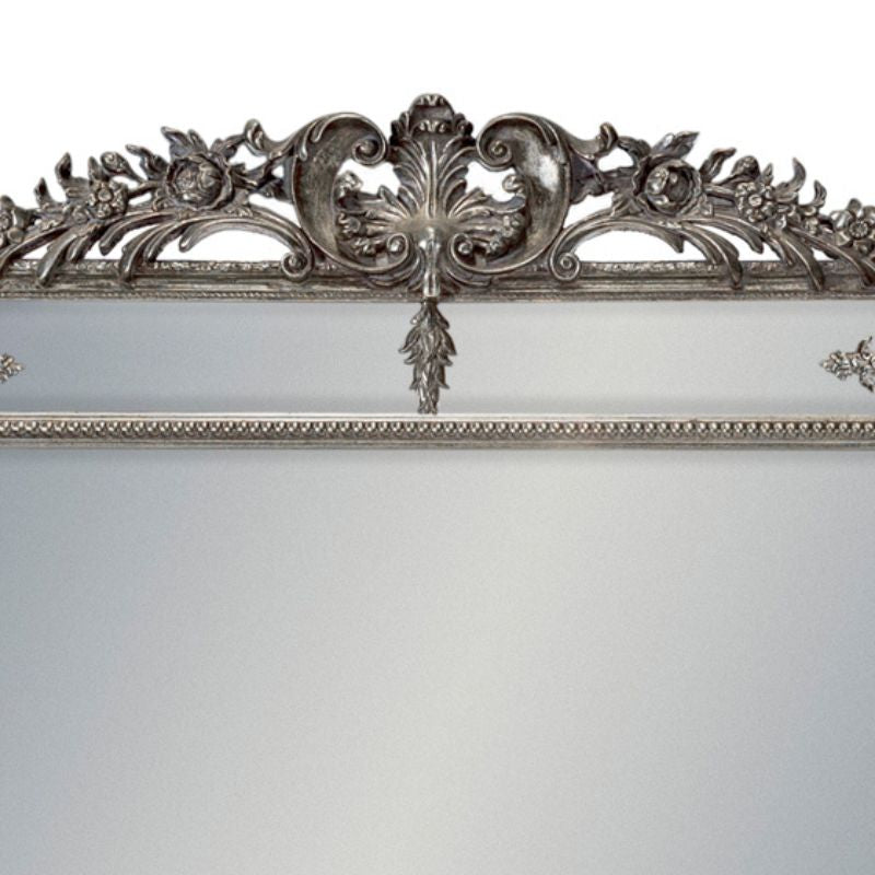 Large Silver French Mirror with Crest