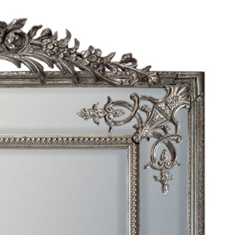 Large Silver French Mirror with Crest