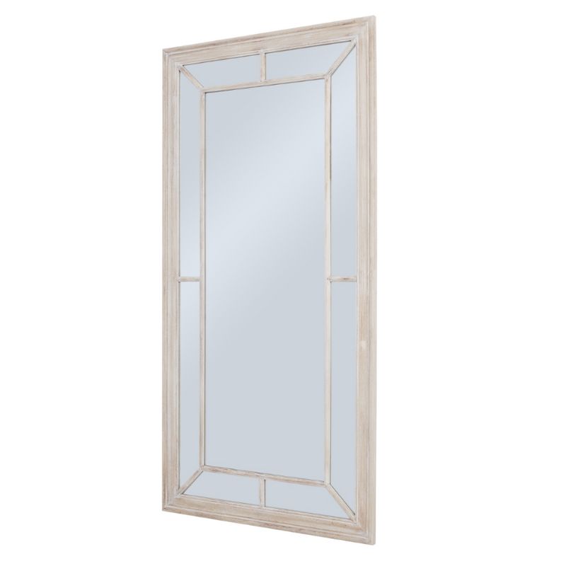 Large Washed Wood Framed Window Mirror