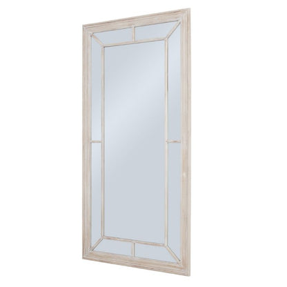 Large Washed Wood Framed Window Mirror