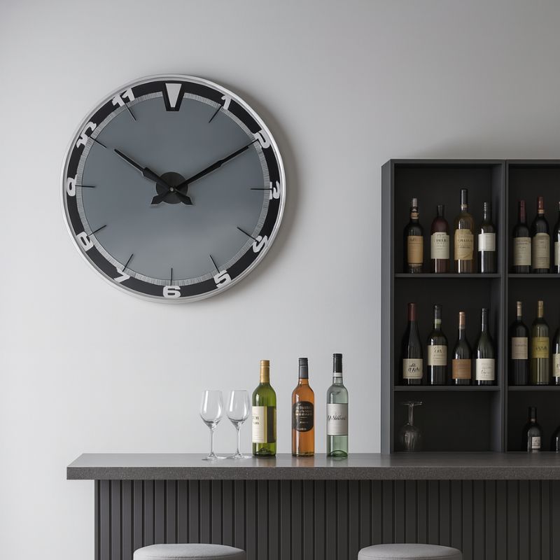 Large Brushed Steel "Watch-Style" Wall Clock