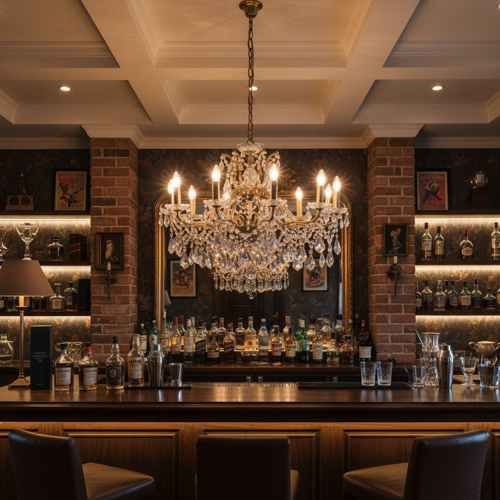 Large 12 Branch Brushed Gold Shallow Chandelier