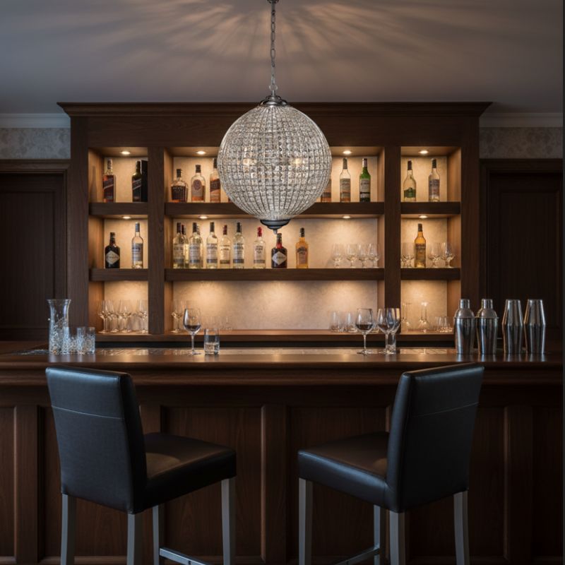 Large Chrome Globe Chandelier