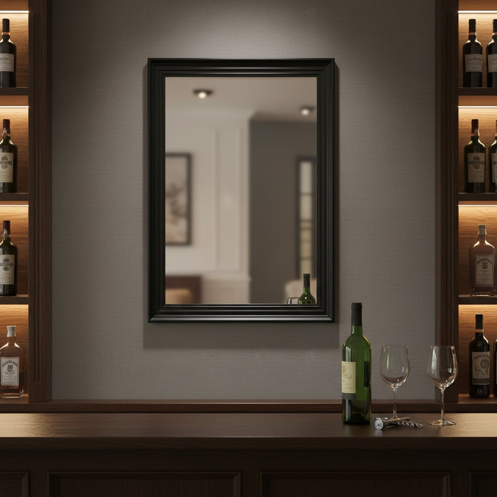 Large Matt Black Step-Framed Blackpool Mirror