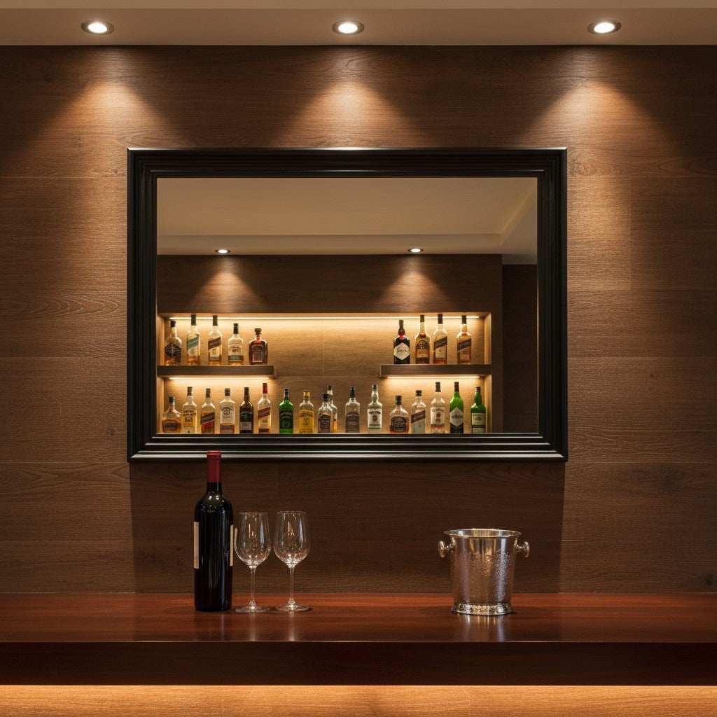 Large Matt Black Step-Framed Blackpool Mirror