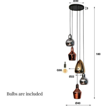 Layla Mixed Colour Hanging Pendant Light