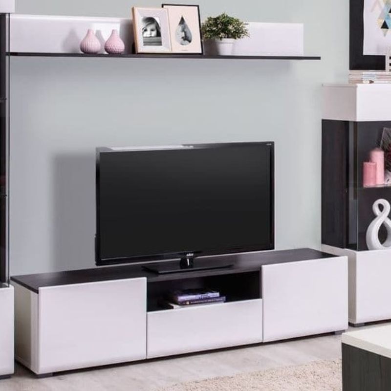 Luxe Gloss White & Black TV Cabinet
