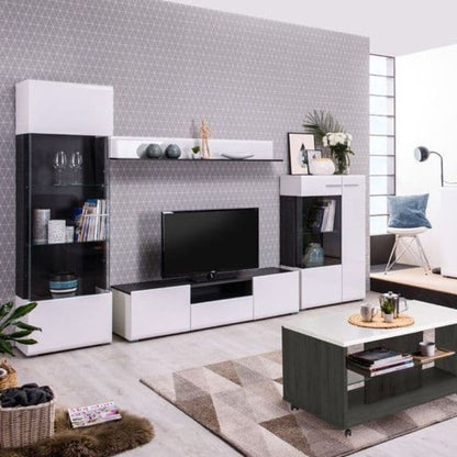 Luxe Gloss White & Black TV Cabinet
