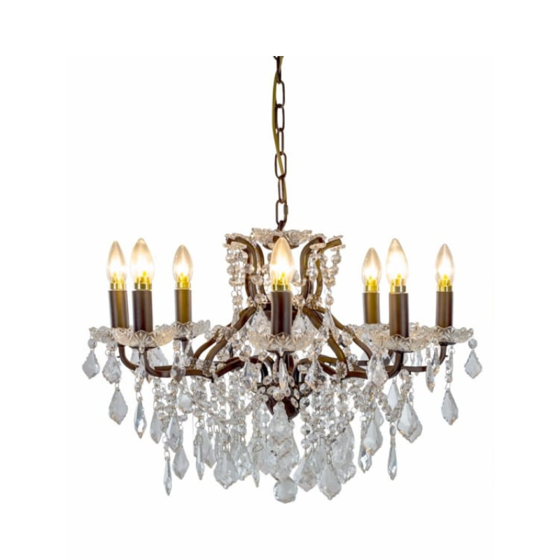 Medium 8 Branch Bronze Shallow Chandelier
