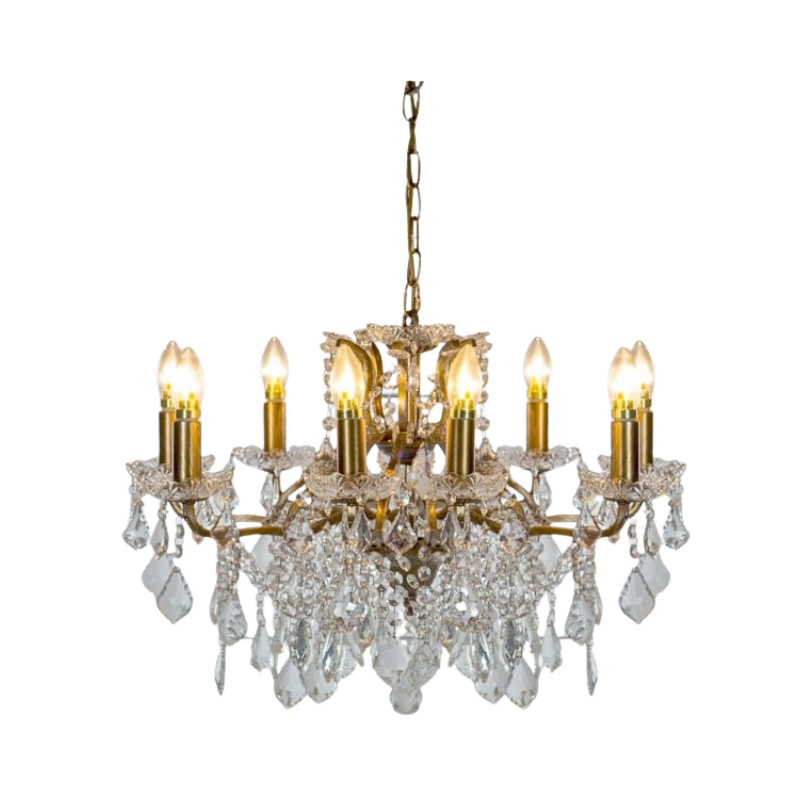 Medium 8 Branch Brushed Gold Shallow Chandelier