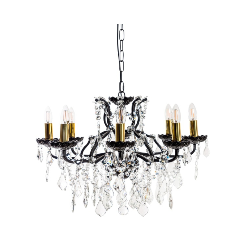 Medium 8 Branch Matt Black Shallow Chandelier