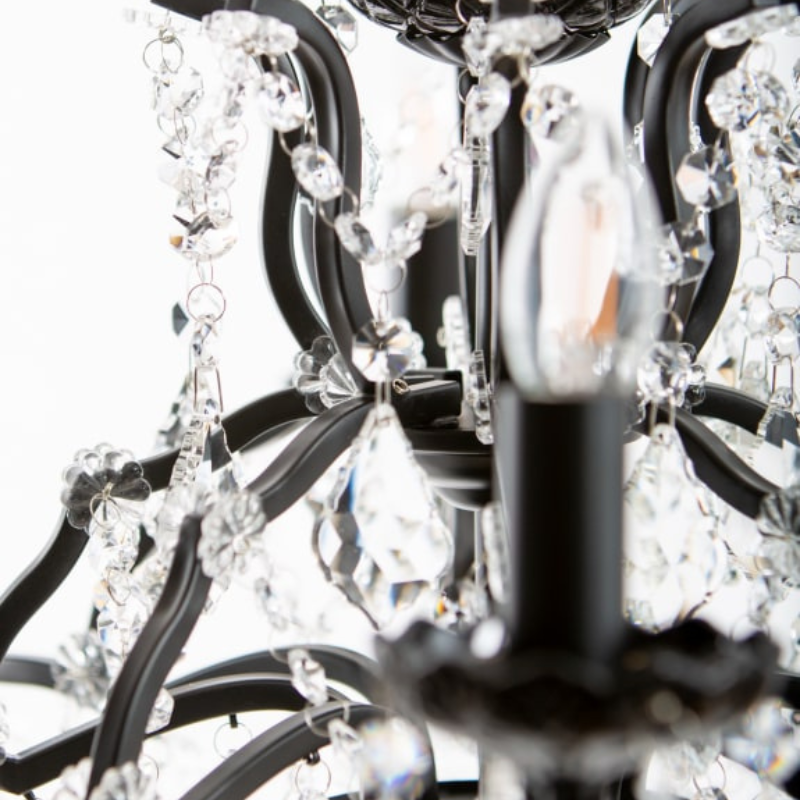 Medium 8 Branch Matt Black Shallow Chandelier