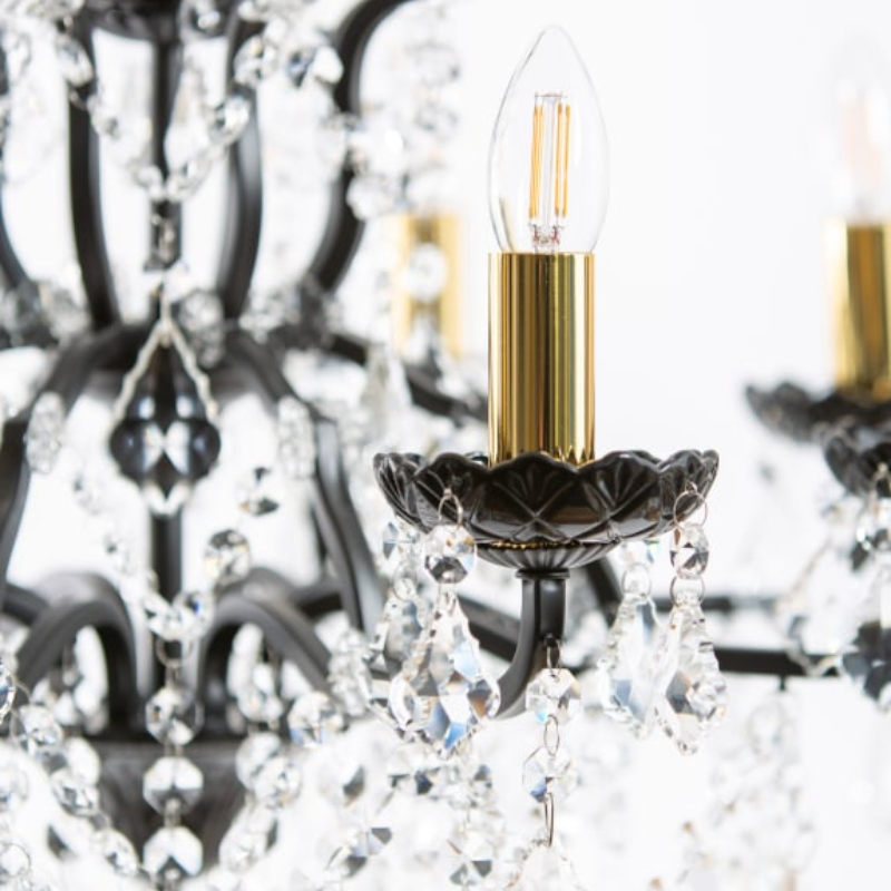 Medium 8 Branch Matt Black Shallow Chandelier