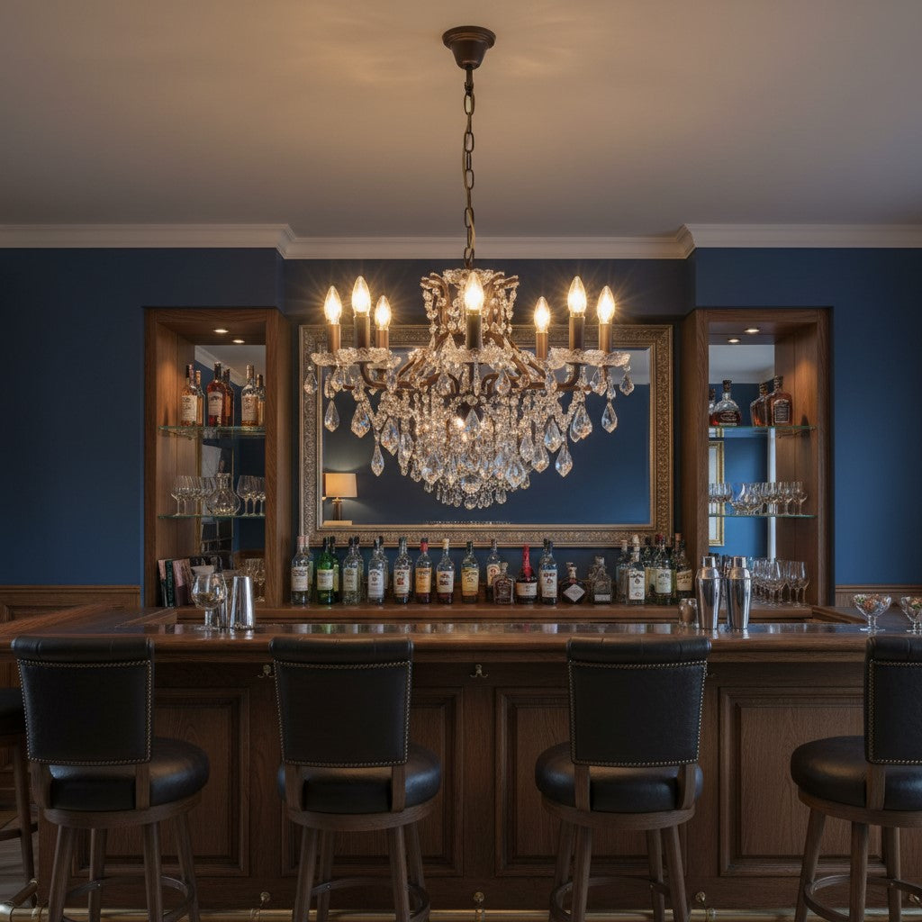 Medium 8 Branch Bronze Shallow Chandelier