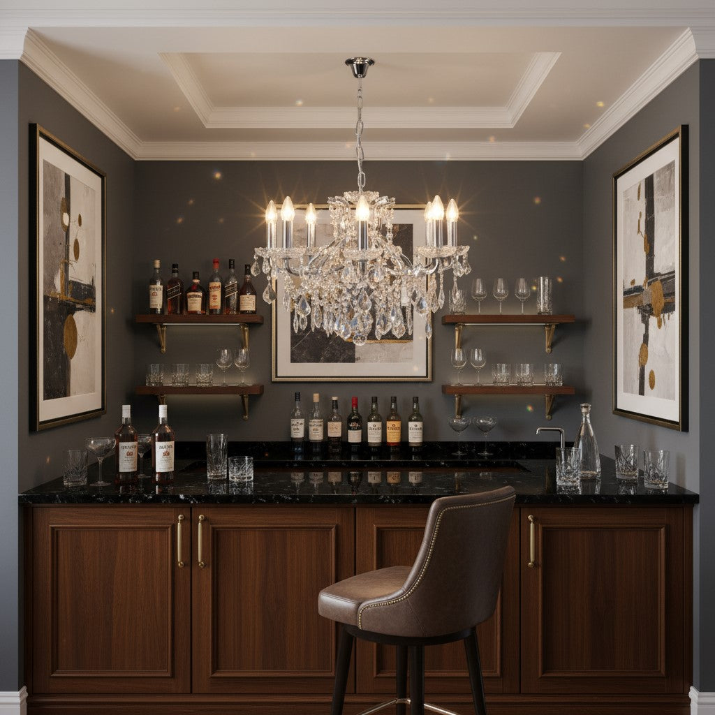 Medium 8 Branch Chrome Shallow Chandelier