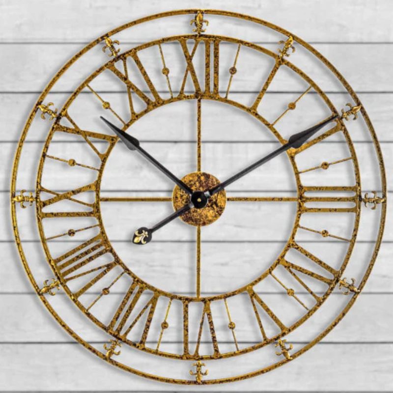 Medium Gold Iron Skeleton Wall Clock