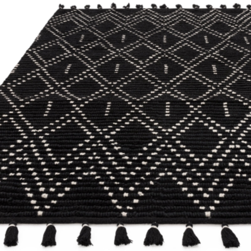 Nepal Black & Cream Diamond Rug