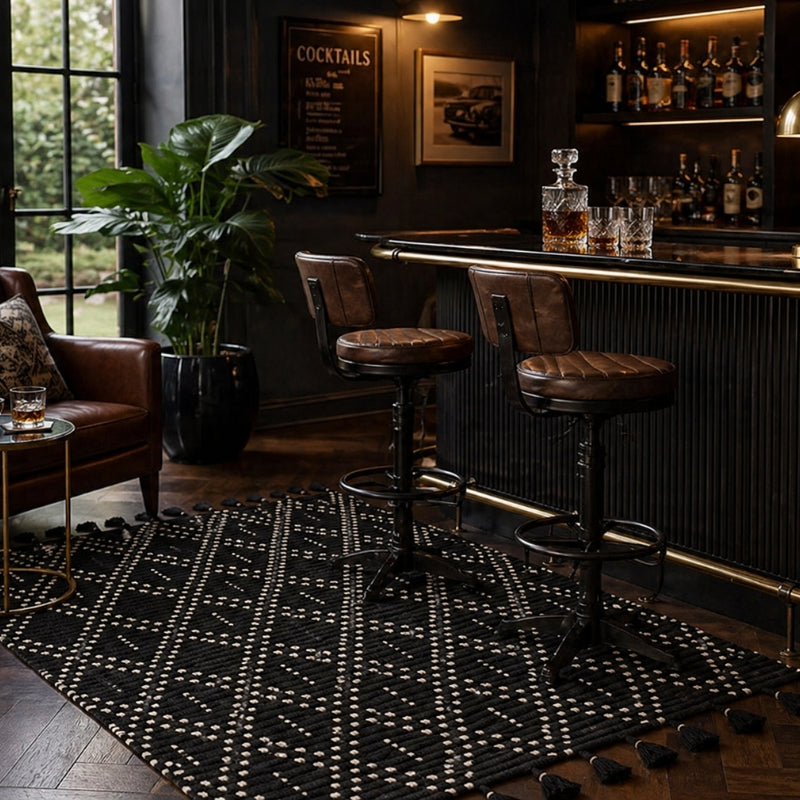 Nepal Black & Cream Diamond Rug