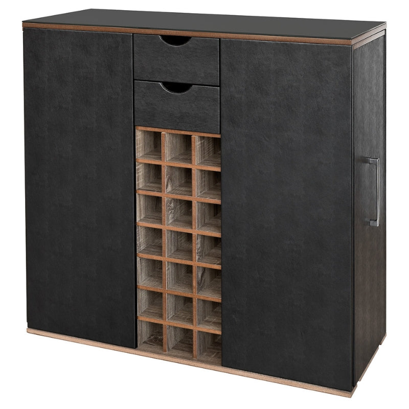 Noir Extending Home Bar Cabinet — open showing interior storage layout