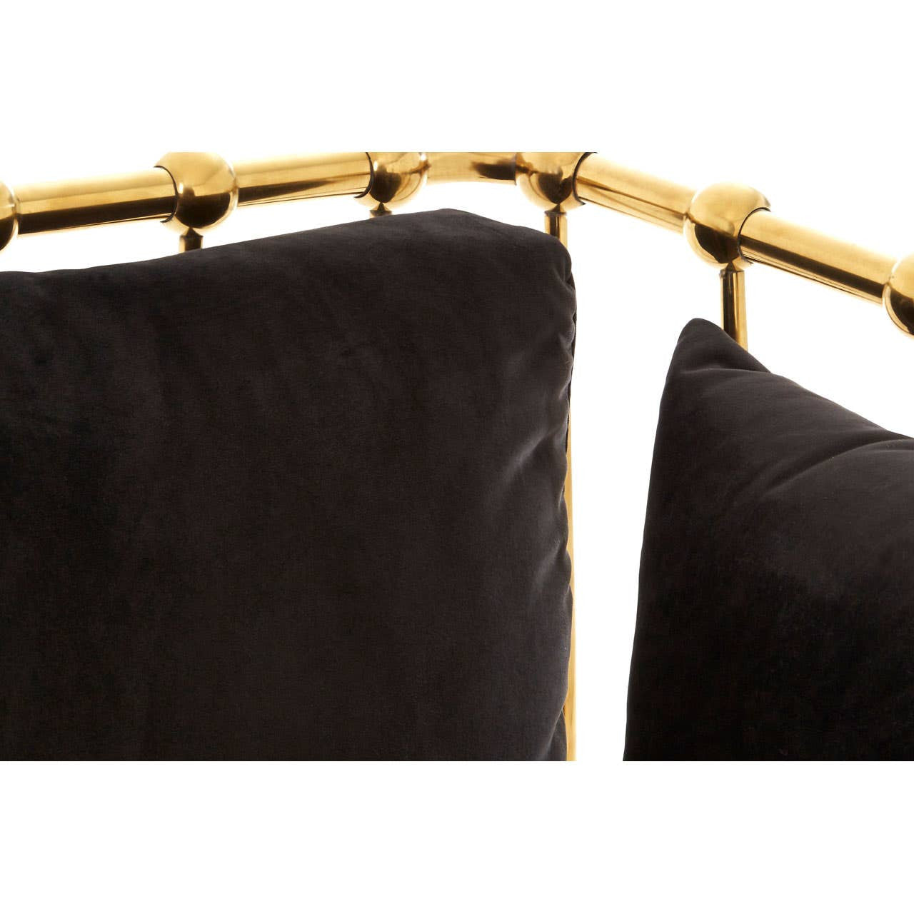 Novo Two-Seat Sofa – Black Velvet & Gold Steel