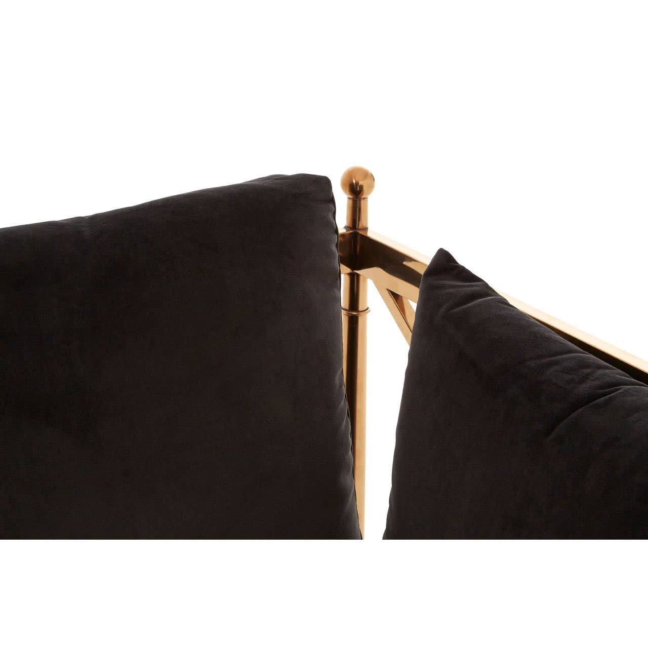 Novo Two-Seat Sofa – Black Velvet & Rose Gold Steel