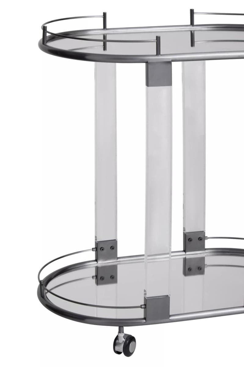Oria Oval Drinks Trolley – Gunmetal & Acrylic