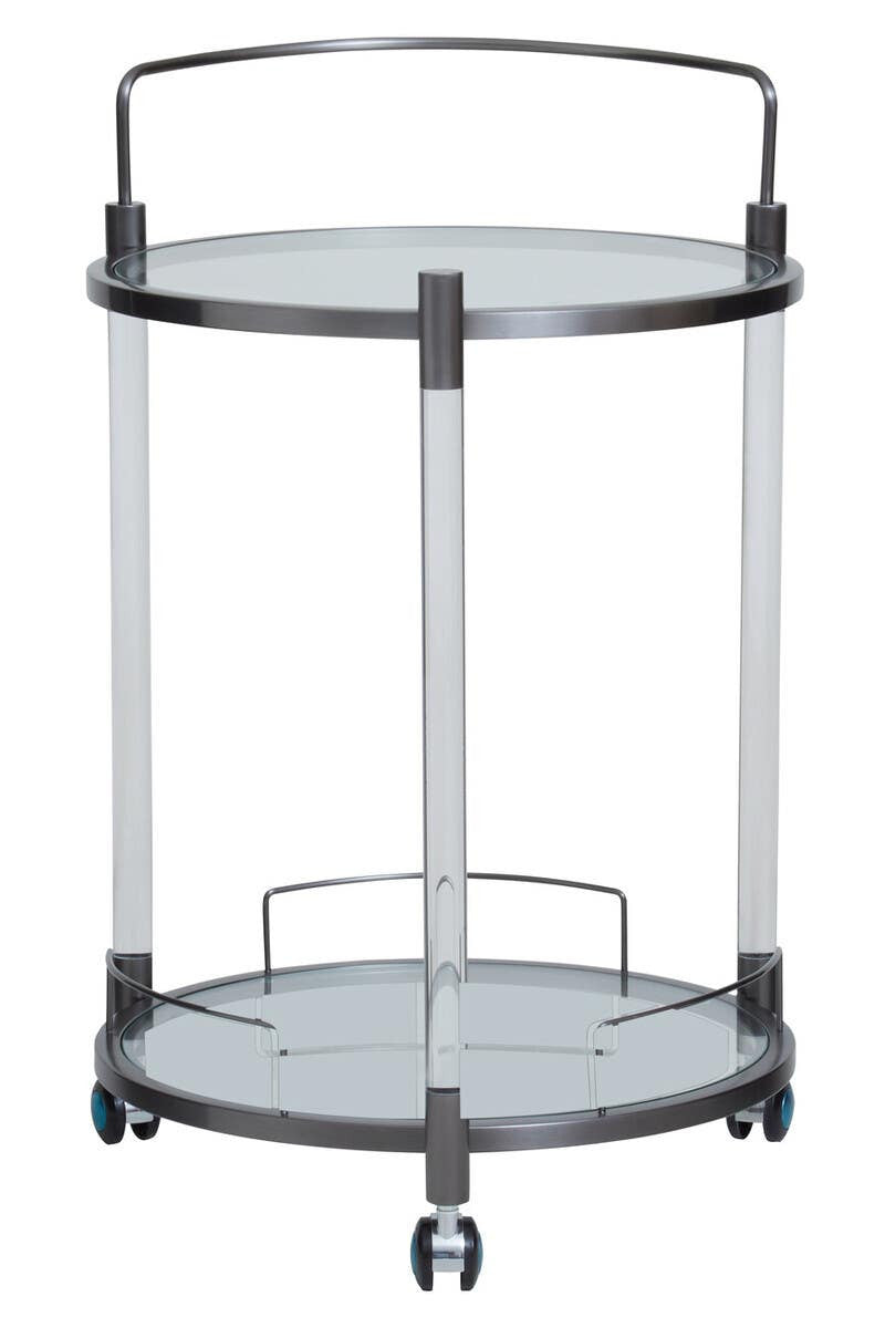 Oria Round Drinks Trolley – Black Steel & Acrylic